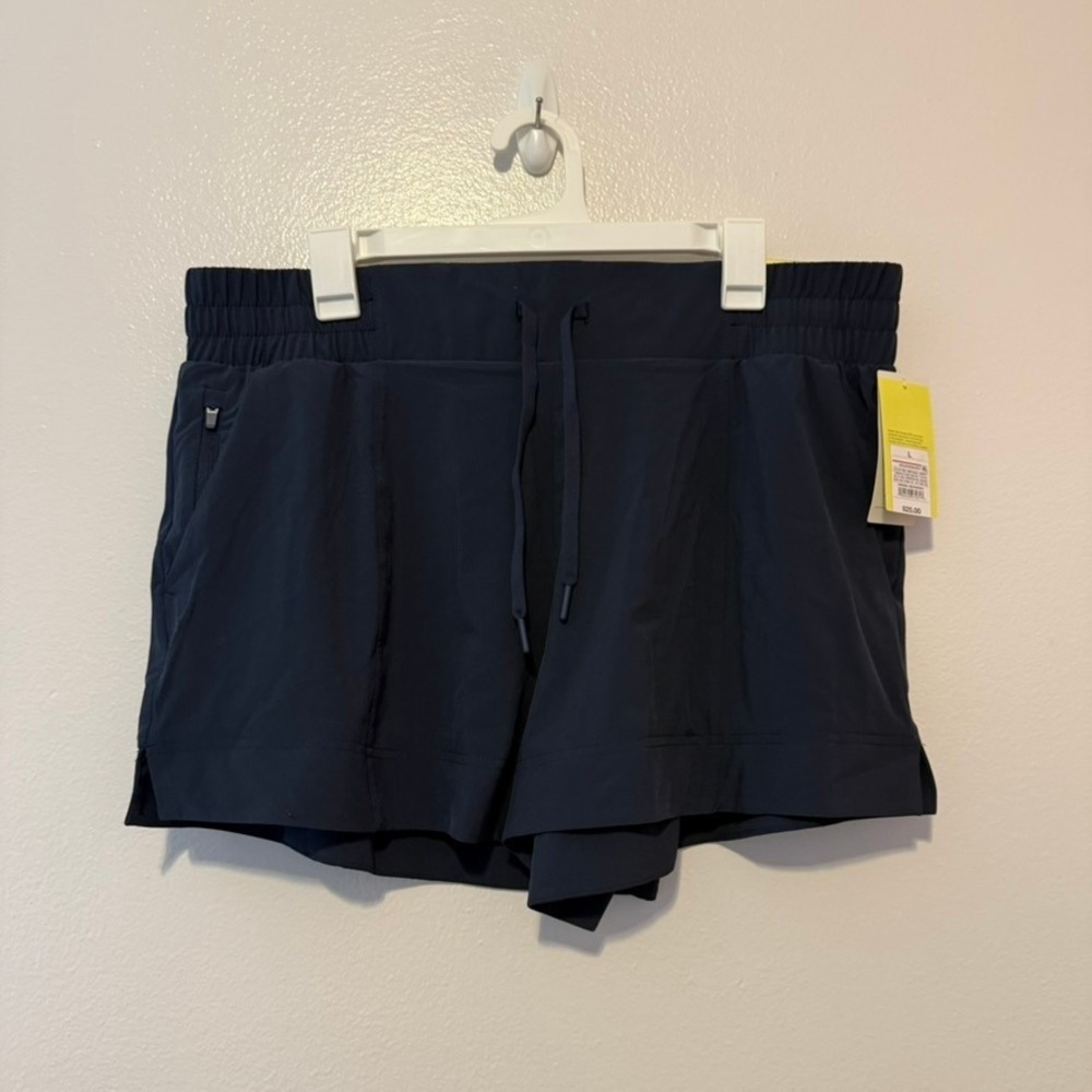 All in Motion Navy Blue Woven Running Shorts Mid Rise 4 Inch Inseam Large